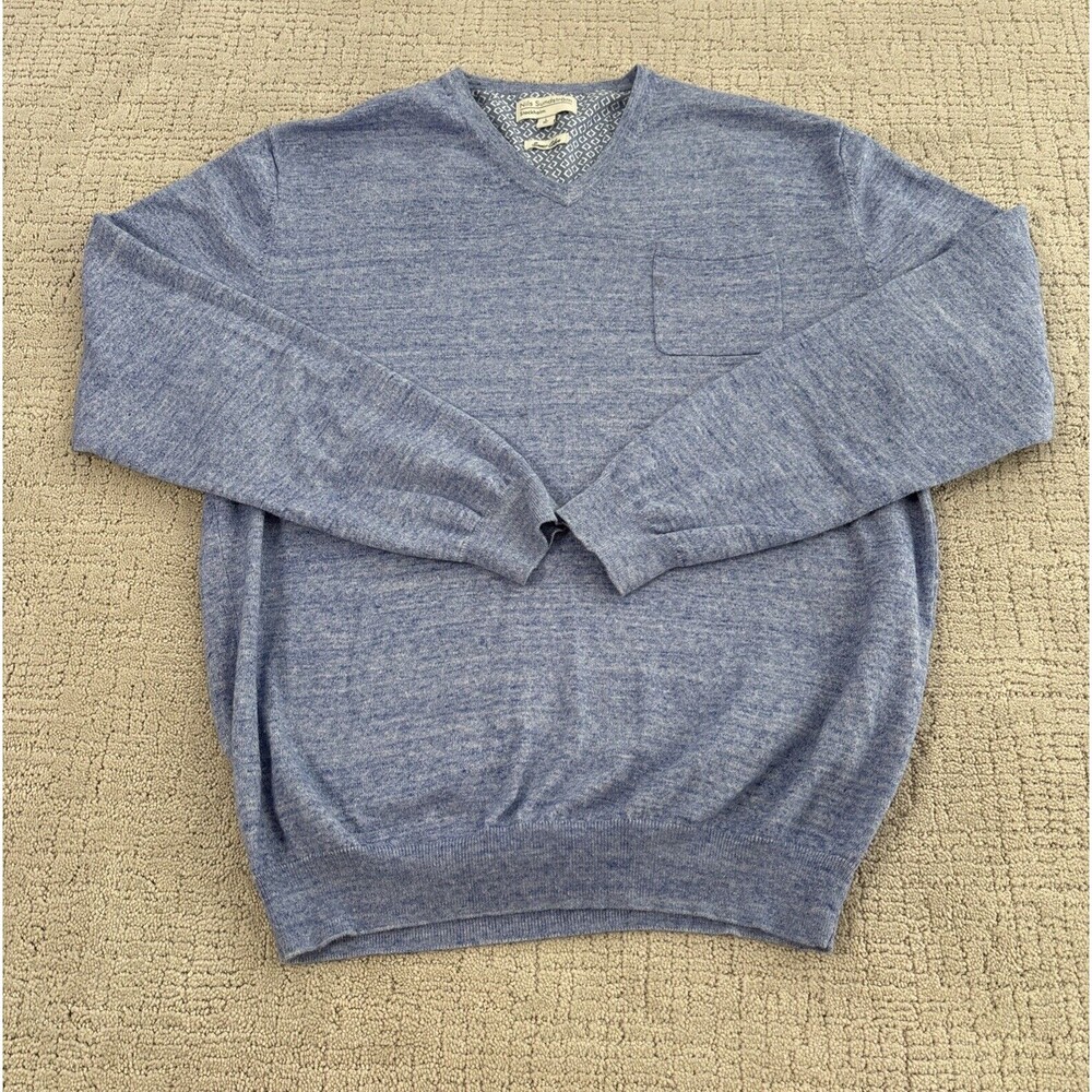Nils Sundstrom Stockholm Baby Blue V Neck Sweater Size L